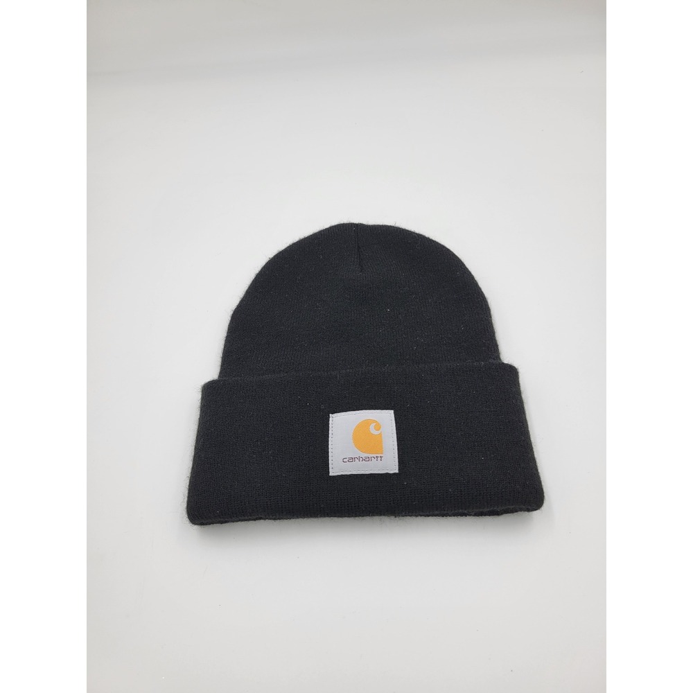 Carhartt A18 Black Acrylic Watch Hat Beanie One Size Logo Patch Rib Knit